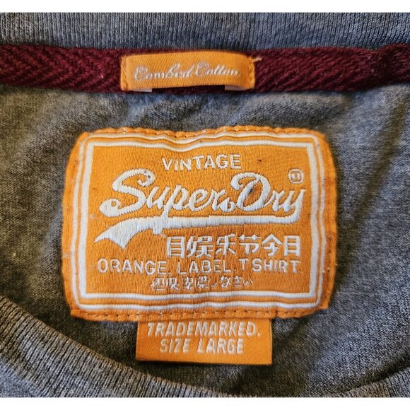 SuperDry Orange Label Mens Stripped Multicolor T-Shirt Size Large - Picture 3 of 9